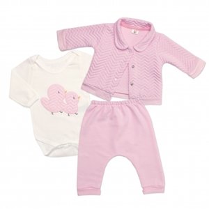 Baby Little Star Dětská souprava, Chicken 3D, bavlna, smetanová/ světle růžová Velikost koj. oblečení: 56 (1-2m)