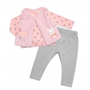Baby Little Star Dětská souprava, Králíček 3D, bavlna, šedá/růžová Velikost koj. oblečení: 68 (3-6m)