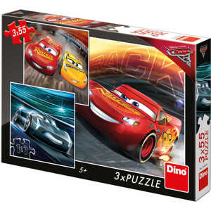 DINO Puzzle Cars 3 (Auta) Trénink 3x55 dílků 18x18cm skládačka v krabici
