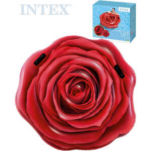 INTEX Lehátko nafukovací Rudá růže 137x132cm matrace s úchyty na vodu 58783