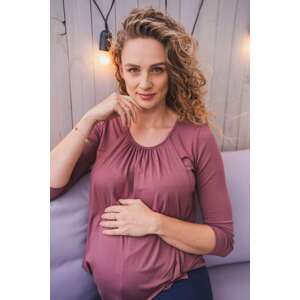 Těhotenské a kojící tričko Kangaroo milk & love růžovo hnědá Varianta: růžová/l