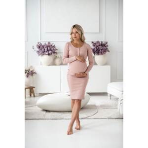 Těhotenské a kojící šaty žebrované Tummy milk & love pudrově Varianta: růžová/xl