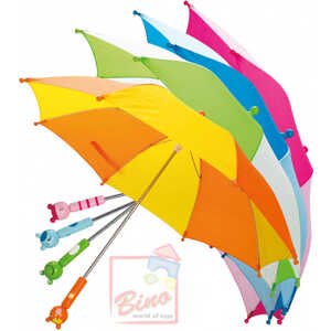 BINO DŘEVO Deštník dětský rukojeť zvířátko 58cm 4 barvy