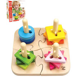 HAPE DŘEVO Baby puzzle kreativní navlékací na tyčce *DŘEVĚNÉ HRAČKY*