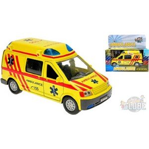 KIDS GLOBE Ambulance auto kovové 14 cm PB sanitka se zvukem a světlem