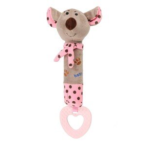 Dětská pískací plyšová hračka s kousátkem Baby Mix Varianta: Myška - růžová