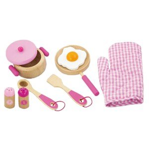 Dětské dřevěné nádobí Viga-snídaně Varianta: růžová
