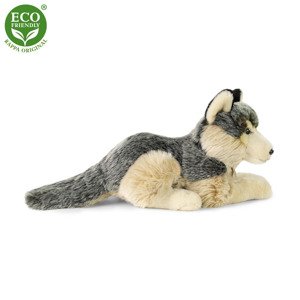 RAPPA Plyšový vlk ležící 30 cm ECO-FRIENDLY