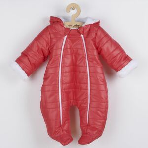 Zimní kojenecká kombinéza s kapucí a oušky New Baby Pumi Varianta: red raspberry - černá/74 (6-9m)