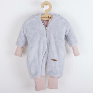 Luxusní dětský zimní overal New Baby Teddy bear Varianta: šedo růžový - šedá/86 (12-18m)