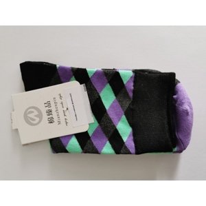 Dudlu Ponožky s kostkovanými vzory Varianta: Černá se zeleno-fialovou