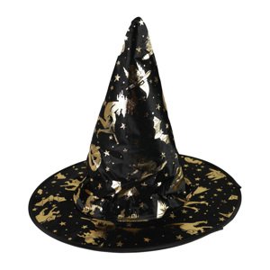 RAPPA Dětský klobouk čarodějnice zlatý dekor
