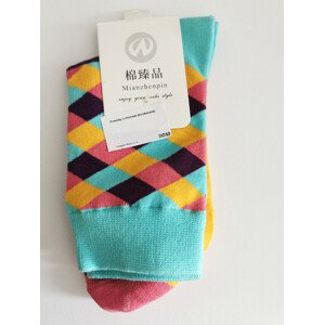 Dudlu Ponožky s kostkovanými vzory Varianta: Tyrkysová se žluto-růžovou