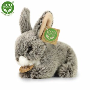 RAPPA Plyšový králík tmavě šedý ležící 17 cm ECO-FRIENDLY