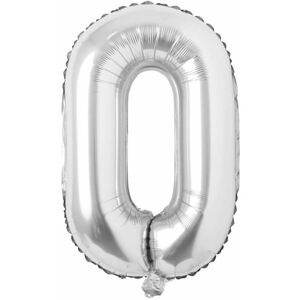 Dudlu Nafukovací balónky čísla maxi stříbrné - 0