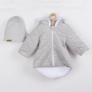 Zimní kojenecký kabátek s čepičkou Nicol Kids Winter šedý Varianta: šedá/56 (0-3m)