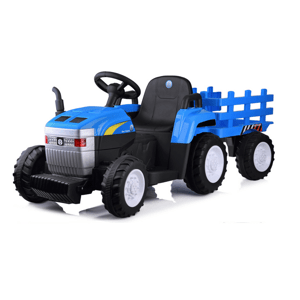 mamido Dětský elektrický traktor s přívěsem New Holland modrý