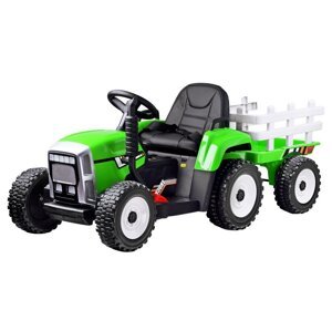 Mamido Mamido Elektrický traktor s vlečkou T2 zelený 12V7Ah EVA kola