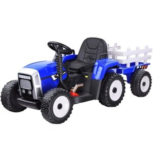 mamido Dětský elektrický traktor s vlečkou modrý