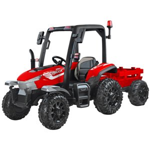 mamido Dětský elektrický traktor s přívěsem Blast 4x4 červený