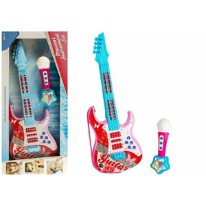 mamido Elektrická kytara s mikrofonem růžovo-modrá